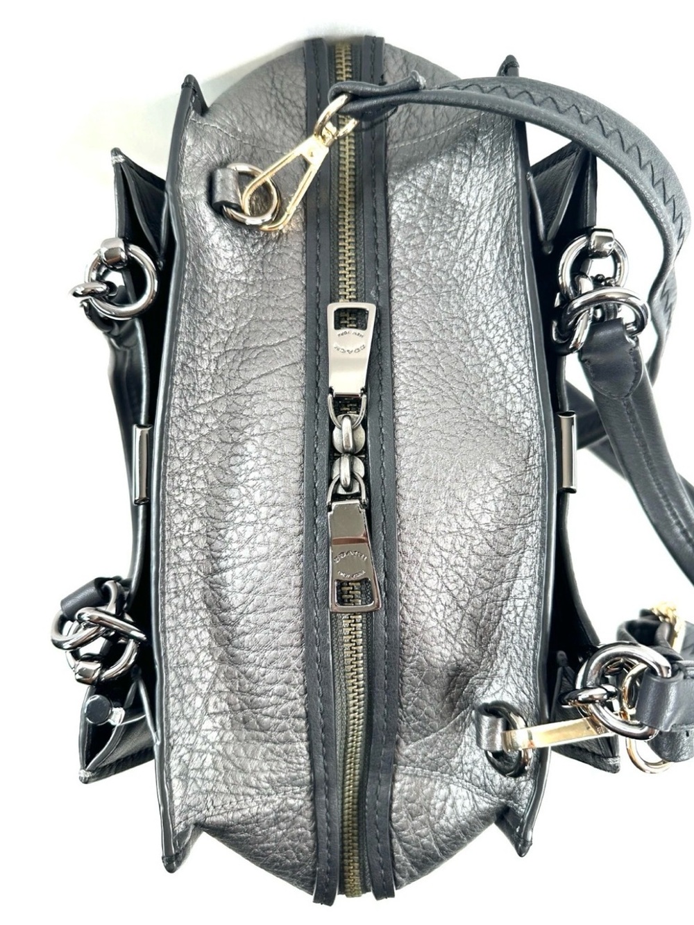 Coach Dreamer 38546 Silver Metallic Embossed Leather Tote Crossbody Bag - Picture 6 of 8